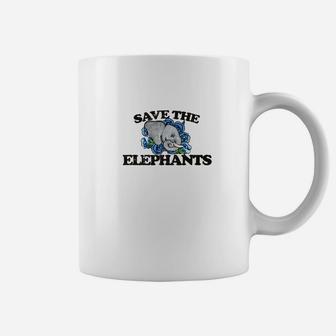 Save The Elephants Vintage Style Elephant Art Coffee Mug - Seseable