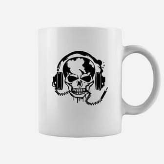 Skull With Headphones Coffee Mug - Seseable