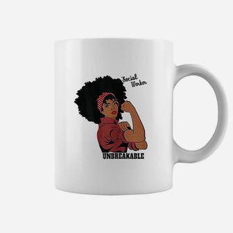 Social Worker Typography Gift Black Women Coffee Mug - Seseable