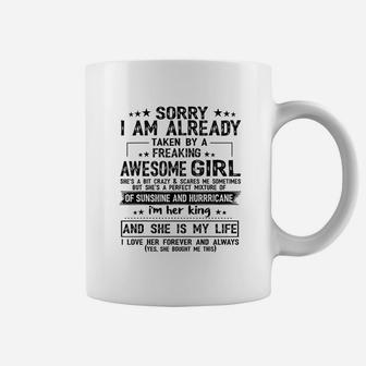 Sorry I Am Already Taken By A Freaking Awesome Girl Gifts Coffee Mug - Seseable