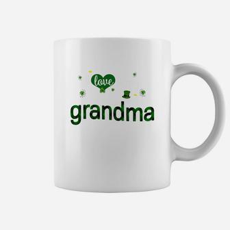 St Patricks Day Cute Shamrock I Love Being Grandma Heart Family Gifts Coffee Mug - Seseable