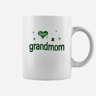 St Patricks Day Cute Shamrock I Love Being Grandmom Heart Family Gifts Coffee Mug - Seseable
