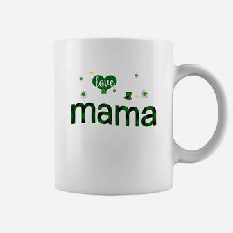 St Patricks Day Cute Shamrock I Love Being Mama Heart Family Gifts Coffee Mug - Seseable