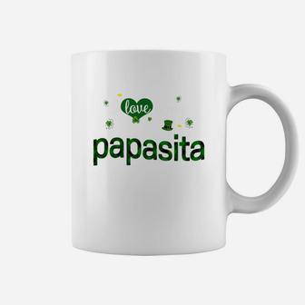 St Patricks Day Cute Shamrock I Love Being Papasita Heart Family Gifts Coffee Mug - Seseable