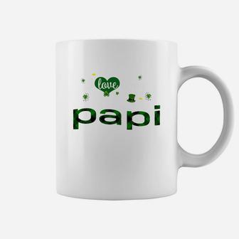 St Patricks Day Cute Shamrock I Love Being Papi Heart Family Gifts Coffee Mug - Seseable