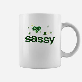 St Patricks Day Cute Shamrock I Love Being Sassy Heart Family Gifts Coffee Mug - Seseable
