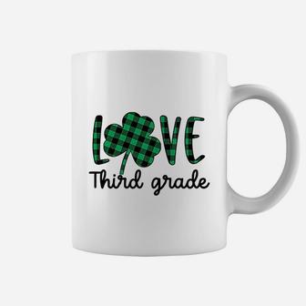 St Patricks Day Gift For Third Grade Teacher Plaid Shamrock Coffee Mug | Seseable CA