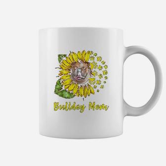 Sunflower Bulldog Mom Dog Lover Gift Coffee Mug - Seseable