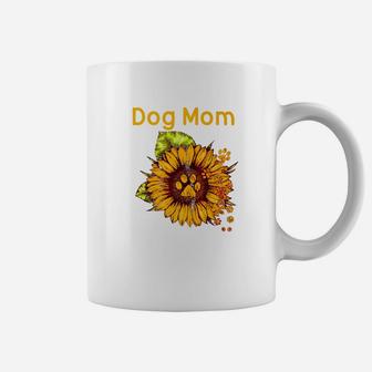 Sunflower Dog Mom Paw Funny Gift For Men Women Coffee Mug - Seseable