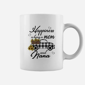 Sunflower Happiness Is Being A Mom And Nana Coffee Mug - Seseable