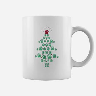 Super Cute Dog Paws Print Christmas Tree Coffee Mug - Seseable
