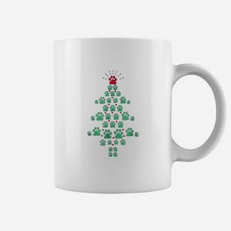 Super Cute Dog Paws Print Christmas Tree Coffee Mug - Seseable