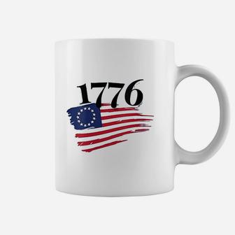 Tattered Betsy Ross Flag 1776 Proud American Veteran Protest Coffee Mug - Seseable