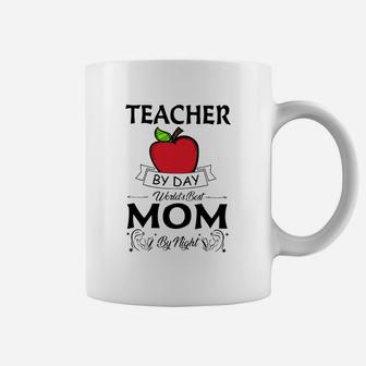 Teacher By Day Worlds Best Mom By Night Coffee Mug - Seseable