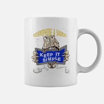 Technology Keep It Simple Funny Technophobe Dinosaur Gift Coffee Mug - Seseable