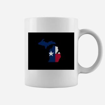 Texas Flag Michigan Outline Coffee Mug - Seseable