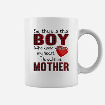 The Boy Stole My Heart Calls Me Mother Heart Mother Gift Coffee Mug - Seseable