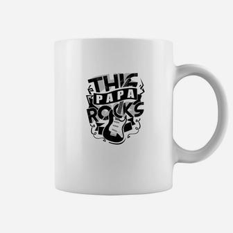 This Papa Rocks Cool Rock N Roll Fathers Day Coffee Mug - Seseable