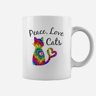 Tie Dye Cat Peace Love Cats Tie Dyed Kitty Cat Lovers Coffee Mug - Seseable
