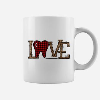 Valentine Dentist Funny Love Red Plaid Leopard Coffee Mug - Seseable