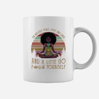 Vintage Black Queen Yoga I’m Mostly Peace Love And Light Shirt Coffee Mug - Seseable