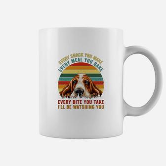 Vintage Every Snack You Make Every Meal You Bake I'll Be Watching You Funny Basset Hound Keyvic Coffee Mug - Seseable