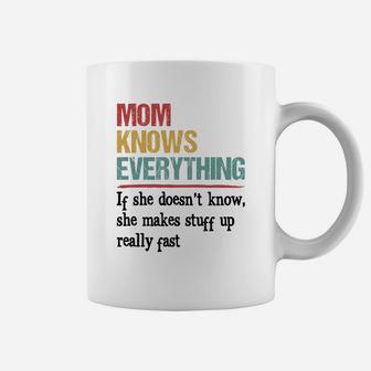 Vintage Mom Knows Everything Quote White Coffee Mug - Seseable