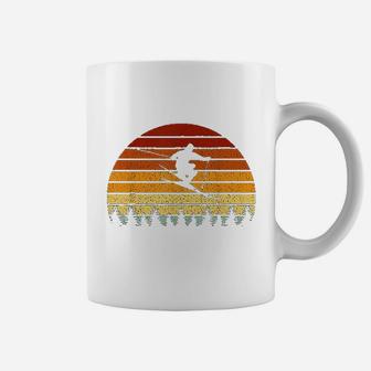 Vintage Sunset Skiing Gift For Skiers Coffee Mug - Seseable
