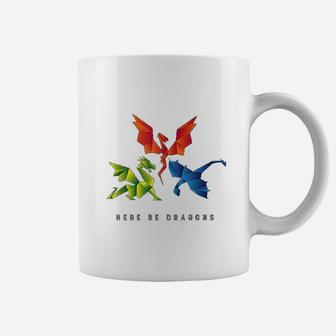 Where The Dragons Went Origami Style Dragons Coffee Mug - Seseable