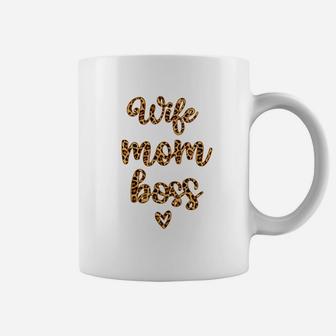 Wife Mom Boss Leopard Plaid Coffee Mug - Seseable