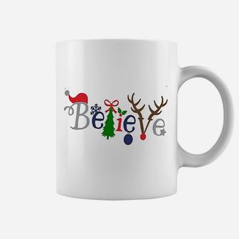 Women Merry Christmas Cute Santa Tree Reindeer Believe Coffee Mug - Seseable