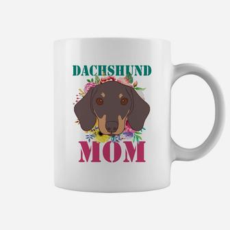 Womens Floral Dachshund Mom Puppy Pet Lover Coffee Mug - Seseable