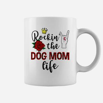 Womens Rockin The Dog Mom Life Coffee Mug - Seseable
