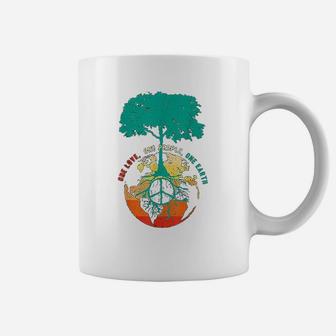 World Peace Tree Love People Earth Day 60s 70s Hippie Retro Coffee Mug - Seseable