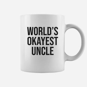 Worlds Okayest Uncle Funny Saying Family Coffee Mug - Seseable