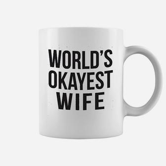 Worlds Okayest Wife Funny Married Anniversary Coffee Mug - Seseable