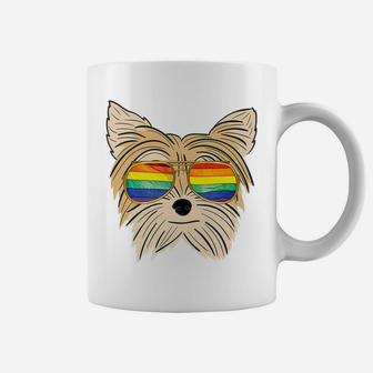 Yorkie Gay Pride Lgbt Rainbow Flag Dog Pride Gift Coffee Mug - Seseable