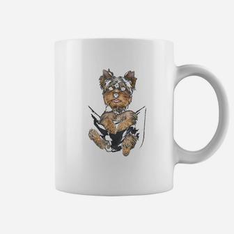Yorkie Puppy In Pocket Coffee Mug - Seseable
