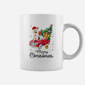 Yorkies Ride Red Truck Christmas Coffee Mug - Seseable