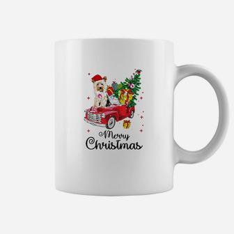 Yorkies Ride Red Truck Christmas Pajama Coffee Mug - Seseable