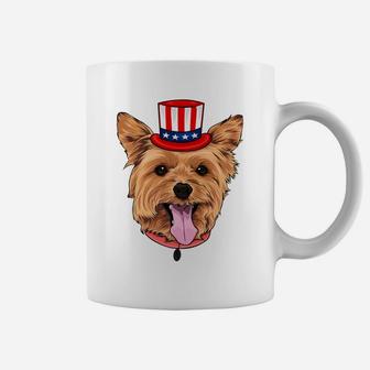 Yorkshire Terrier Yorkie Dog 4th Of July American Flag Coffee Mug - Seseable