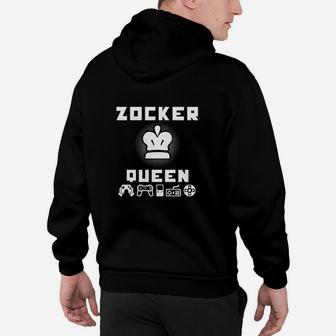 Gamer Queen Damen Hoodie, Schwarzes mit Spielersymbolen - Seseable