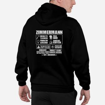 Humorvolles Zimmermann Hoodie, Lustige Sprüche & Warnungen - Seseable