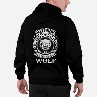 Odins Wolf Valhalla Motiv Hoodie für Herren, Nordische Mythologie Design - Seseable