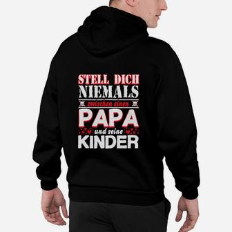 Papa und Kinder Hoodie, Schwarzes Tee mit Spruch - Seseable