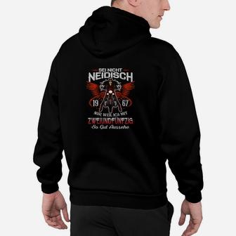 Personalisiertes Geburtsjahr Hoodie mit Motorradflügel, Sei nicht neidisch Spruch - Seseable