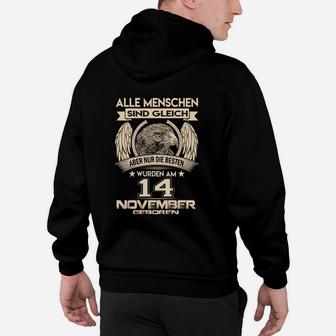 Personalisiertes Geburtstags-Hoodie für 14. November Geborene, Schwarzes Unikat - Seseable