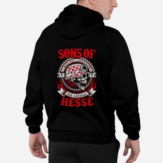 Schwarzes Biker Hoodie Sons of Hesse, Motorrad-Design - Seseable