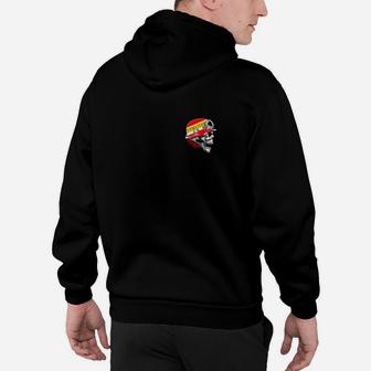 Schwarzes Hoodie mit buntem Logo-Print auf der Brust, Designer Tee - Seseable