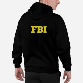 Schwarzes Hoodie mit Gelbem FBI-Aufdruck, Stylisches Statement Tee - Seseable